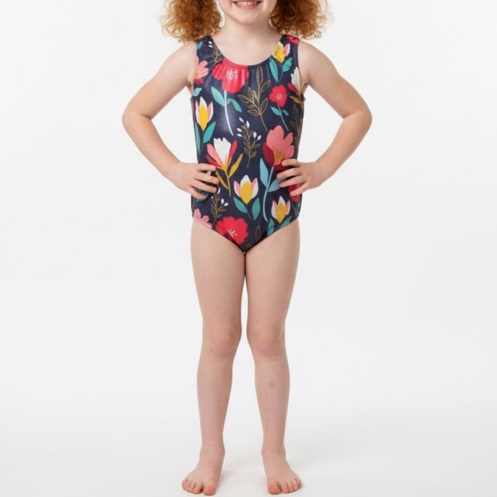Girls leotard multicolored floral print size 140